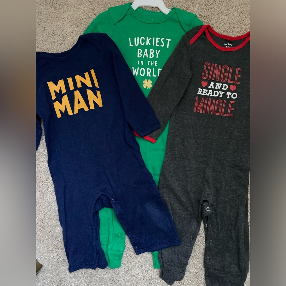 3 Piece Holiday Long Sleeve & Pant Onesies, 12 months